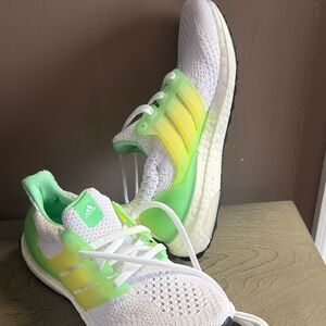 Adidas Kids White and Neon Green Sneakers